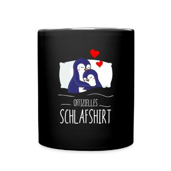 Offizielles Schlafshirt Pinguin Nachthemd Schlaf - Tasse einfarbig - Schwarz - Vorne