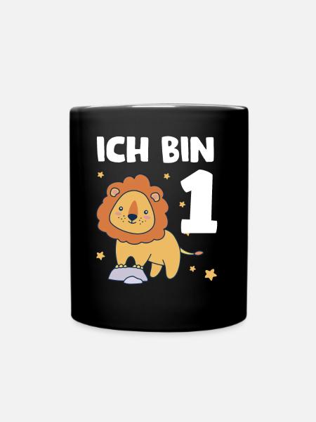 1. Geburtstag Süßer Löwe - 1 Jahr Alt Geschenk - Tasse einfarbig - Schwarz