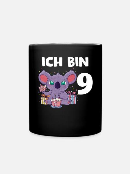 9. Geburtstag Süßer Koala - 9 Jahre Alt Geschenk - Tasse einfarbig - Schwarz