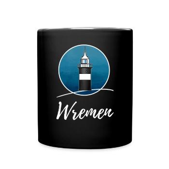 Leuchtturm Wremen Wurster Nordseeküste - Tasse einfarbig - Schwarz - Vorne