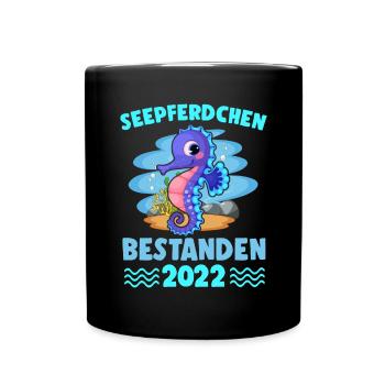 Seepferdchen Bestanden 2022 Schwimmabzeichen - Tasse einfarbig - Schwarz - Vorne