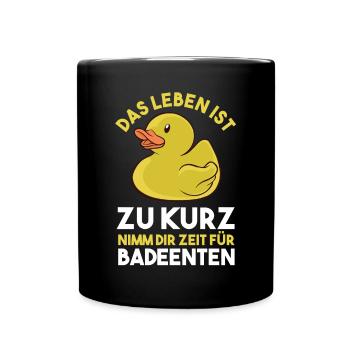 Ente Gummiente Badeente - Tasse einfarbig - Schwarz - Vorne