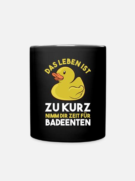 Ente Gummiente Badeente - Tasse einfarbig - Schwarz
