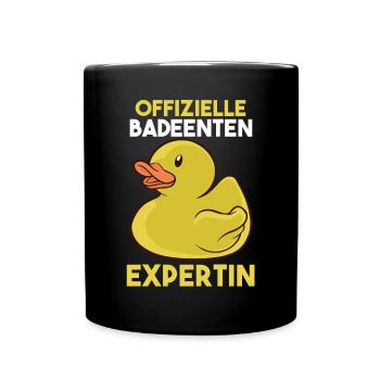 Ente Quitscheente Badeenten - Tasse einfarbig - Schwarz - Vorne