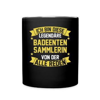 Ente Quitscheente Badeenten - Tasse einfarbig - Schwarz - Vorne