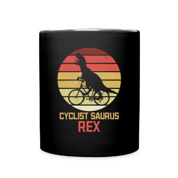 Bicycle Cycling Dinosaur Cyclist Funnier - Full Colour Mug - black - Front