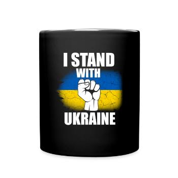 Ukraine Solidarität zeigen - Tasse einfarbig - Schwarz - Vorne