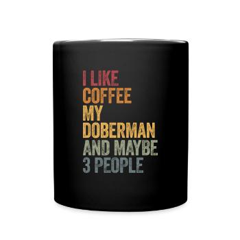 Le café et mon doberman dobermann - Mug uni - noir - Devant