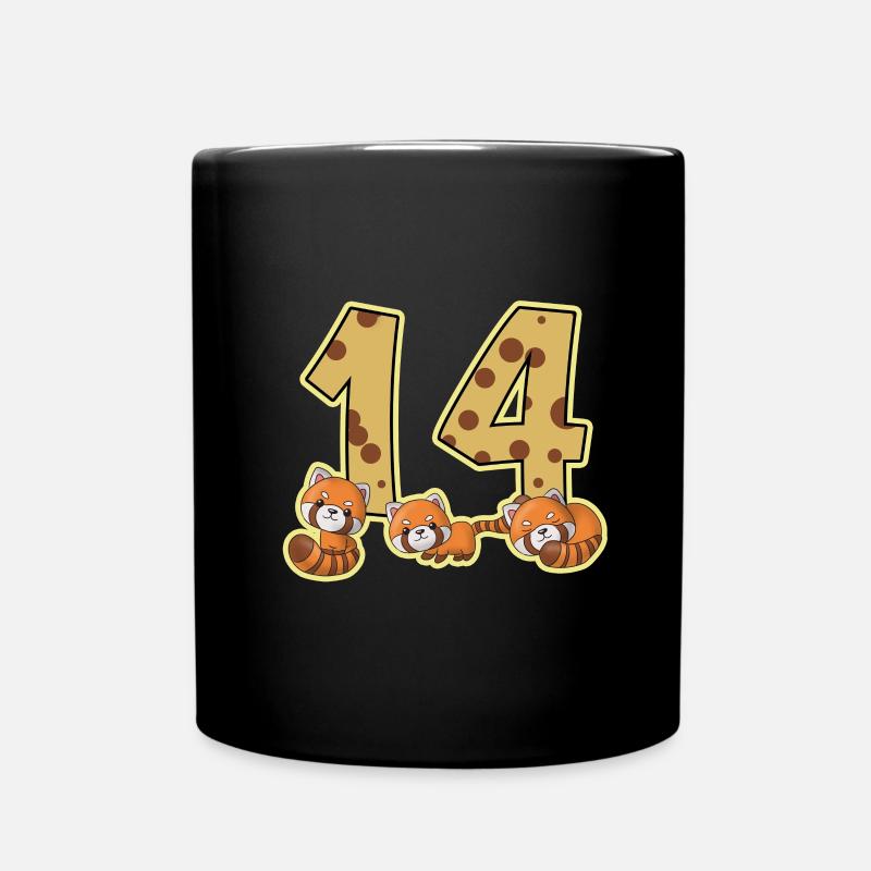 14 Geburtstag Roter Panda - Tasse einfarbig - Schwarz