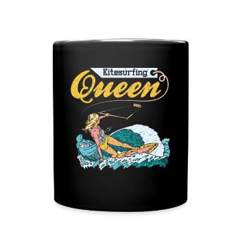 Kitesurfing Queen - Tasse einfarbig - Schwarz - Vorne