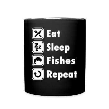 T-SHIRT - Eat Sleep Fish Repeat - Tasse einfarbig - Schwarz - Vorne