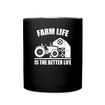 La vie à la ferme est la meilleure vie Tracteur Rancher Bœuf - Mug uni - noir - Devant