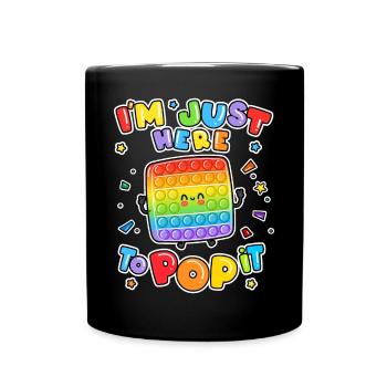I'm Just Here To Pop It Board Game Kids Fidget - Full Colour Mug - black - Front