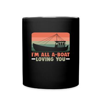 Boating with sailor or motorboat skipper Ahoi - Full Colour Mug - black - Front