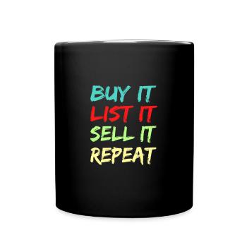Achetez-le liste il le vendez répéter la vente de garage - Mug uni - noir - Devant