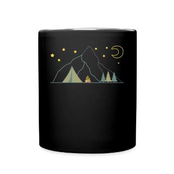 In den Bergen Zelten - Tasse einfarbig - Schwarz - Vorne