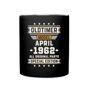 Oldtimer April 1962 Geburtstag Geschenk - Tasse einfarbig - Schwarz - Vorne