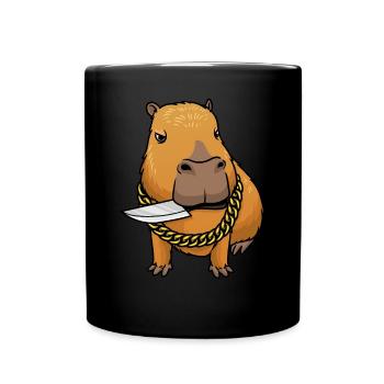 Capybara avec couteau Drôle Capybara - Mug uni - noir - Devant