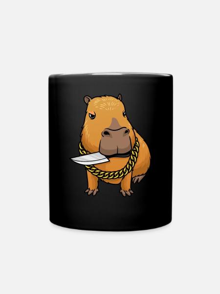 Capybara avec couteau Drôle Capybara - Mug uni - noir