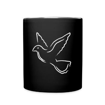 Dove of Peace White War Peace Support Ukraine - Full Colour Mug - black - Front