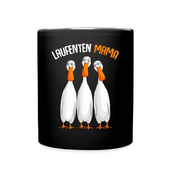 Laufenten Mama Laufente - Tasse einfarbig - Schwarz - Vorne