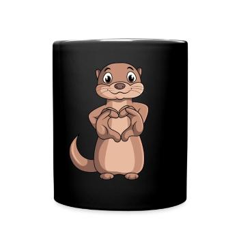 Otter Lovers Sea Otter Kids Ladies - Full Colour Mug - black - Front