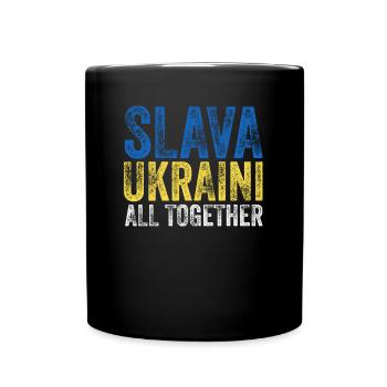 Slava Ukraini Ukraine Saying - Full Colour Mug - black - Front