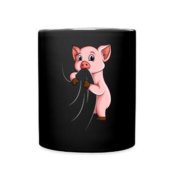 Pig Pig Children Girl Pig - Full Colour Mug - black - Front
