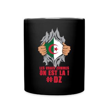 Les vrais zommes on est là dz algérie patrie foot - Mug uni - noir - Devant