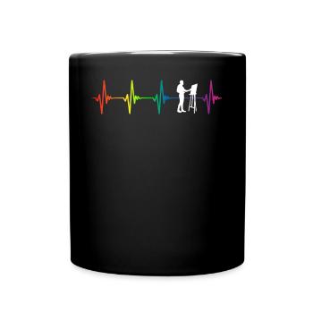 Painting Rainbow Heartbeat - Tasse einfarbig - Schwarz - Vorne