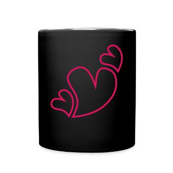 Trois cœurs rouges - Mug uni - noir - Devant