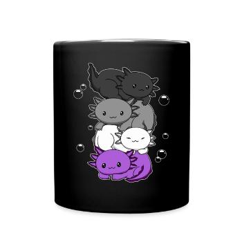 Kawaii Axolotl Bunch Asexual Pride Flag Gesch - Full Colour Mug - black - Front