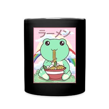 Cottagecore Aesthetic Kawaii Frog Ramen Gesche - Full Colour Mug - black - Front