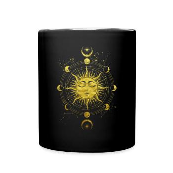 Sonne Mondphasen okkultes magisches wicca Symbol - Tasse einfarbig - Schwarz - Vorne