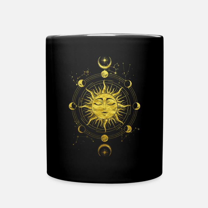 Sun moon phases occult magical wicca symbol - Full Colour Mug - black