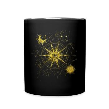 Tous voyant l’œil Symbole spirituel Lune Soleil - Mug uni - noir - Devant