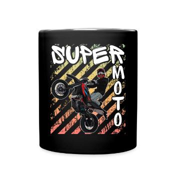 Supermoto / Supermotard / Supermoto Wheelie Biker - Full Colour Mug - black - Front