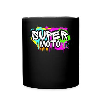 Supermoto / Supermotard / Supermoto Wheelie Biker - Full Colour Mug - black - Front