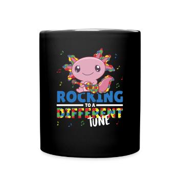 autism awareness month puzzel music axolotl - Full Colour Mug - black - Front