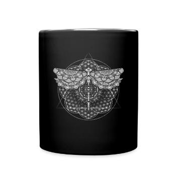 Libellule spirituelle Fleur de Vie Mandala - Mug uni - noir - Devant