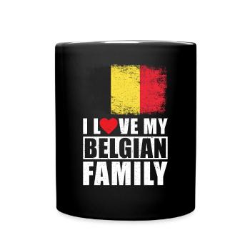 Belgien Familie - Tasse einfarbig - Schwarz - Vorne
