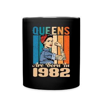 Queens Are Born In 1982 - Tasse einfarbig - Schwarz - Vorne