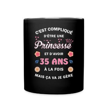 Cadeau 35 ans Princesse 35e Anniversaire Humour - Mug uni - noir - Devant