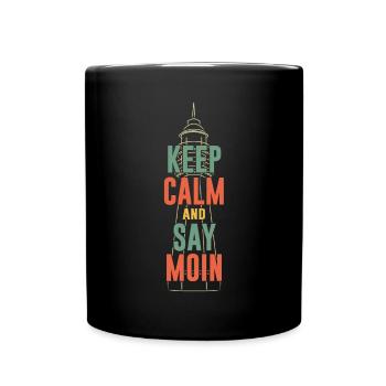 Keep Calm And Say Moin North German Vintage Retro - Full Colour Mug - black - Front