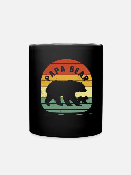 Vatertag PapaBear Papa Vintage Retro Bär - Tasse einfarbig - Schwarz