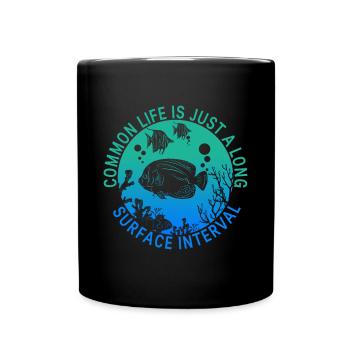 Korallenriff Taucher Design, Tauchen - Tasse einfarbig - Schwarz - Vorne