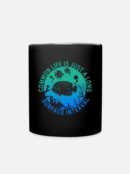 Coral reef scuba diver design, scuba diving - Full Colour Mug - black
