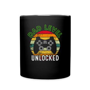 Dad Level Unlocked Schwangerschaft enthüllt lustigen neuen Vater - Tasse einfarbig - Schwarz - Vorne