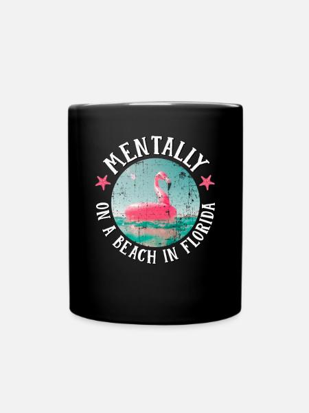 Mentally on a Beach In Florida Palm Snowbirds - Full Colour Mug - black