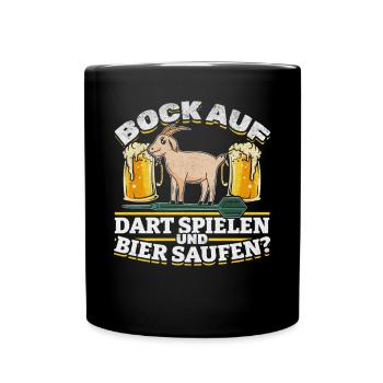 Bock Auf Dart Spielen Und Bier Saufen Darten Dart - Tasse einfarbig - Schwarz - Vorne
